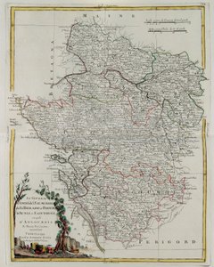 Rządy Anjou, Saumurois, Touraine i Poitou, Aunis i Saintonge z rządami Anjoumois, rycina G. Zulianiego zaczerpnięta z Tome I najnowszego Atlasu opublikowanego w Wenecji w 1777 przez Antonio Z. autorstwa G. Zuliani