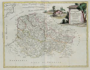 Governance of French Flanders, Artois, Pikardia i Boulonois, rycina G. Zulianiego zaczerpnięta z Tomu I najnowszego Atlasu wydanego w Wenecji w 1776 r. przez Antonio Zattę, kolekcja prywatna