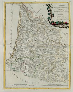 Governances of Guyenne and Gascogne z rządami Bearn i Dolnej Nawarry, rycina G. Zulianiego zaczerpnięta z Tome I najnowszego Atlasu opublikowanego w Wenecji w 1776 r. przez Antonio Zattę, kolekcja prywatna autorstwa G. Zuliani