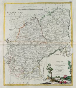 Governances of Langedoc, Foix and Roussillon with Rouergue, rycina G. Zulianiego zaczerpnięta z Tomu I najnowszego Atlasu wydanego w Wenecji w 1777 r. przez Antonio Zattę, kolekcja prywatna autorstwa G. Zuliani