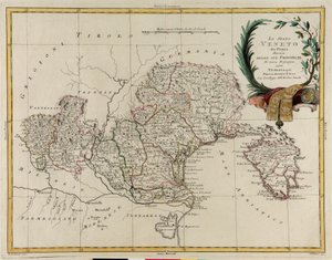 Obszar ziemski państwa Veneto, podzielony na jego prowincje, rycina G. Zulianiego zaczerpnięta z Tome II „Najnowszego Atlasu” wydanego w Wenecji w 1782 r. przez Antonio Zattę, kolekcja prywatna autorstwa G. Zuliani
