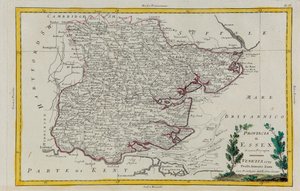 Prowincja Essex, rycina G. Zulianiego zaczerpnięta z tomu I „Najnowszego Atlasu” wydanego w Wenecji w 1779 r. przez Antonio Zattę, kolekcja prywatna autorstwa G. Zuliani