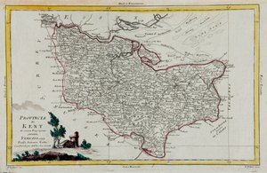Prowincja Kent, rycina G. Zulianiego zaczerpnięta z Tomu I „Najnowszego Atlasu” wydanego w Wenecji w 1779 r. przez Antonio Zattę, kolekcja prywatna autorstwa G. Zuliani