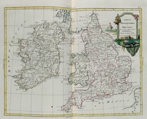 The Kingdoms of England and Ireland, rycina G. Zulianiego zaczerpnięta z Tome I najnowszego Atlasu opublikowanego w Wenecji w 1776 roku przez Antonio Zattę, kolekcja prywatna autorstwa G. Zuliani