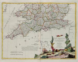Południowa część Anglii i Principate of Wales, rycina G. Zulianiego zaczerpnięta z Tomu I najnowszego Atlasu wydanego w Wenecji w 1778 r. przez Antonio Zattę, Kolekcja prywatna autorstwa G. Zuliani