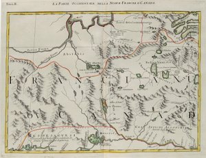 Zachodnia część Nowej Francji lub Kanady, rycina G. Zulianiego zaczerpnięta z tomu I „Najnowszego Atlasu” wydanego w Wenecji w 1778 r. przez Antonio Zattę, zbiory prywatne autorstwa G. Zuliani