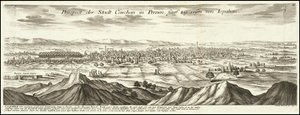 1720 ilustracja - Perspektywa miasta Cashan w Persji, pięć dni drogi od Ispahanu autorstwa Gabriel Bodenehr