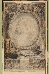 Ramka alegoryczna z nietoperzem autorstwa Gabriel Jacques de Saint Aubin