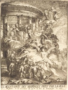 Alegoria małżeństw zawartych przez miasto Paryż przy narodzinach księcia Burgundii autorstwa Gabriel Jacques de Saint Aubin