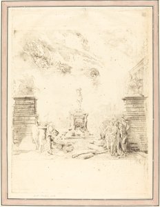 Alegoria wznoszenia posągu Ludwika XV (Alegoria założenia autorstwa Gabriel Jacques de Saint Aubin