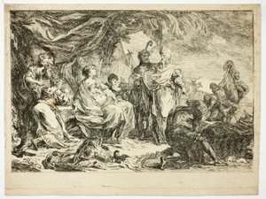 Laban szuka swoich bogów domowych autorstwa Gabriel Jacques de Saint Aubin