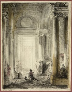 Wejście Akademii Architektury w Luwrze autorstwa Gabriel Jacques de Saint Aubin