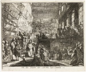 Widok Salonu w Luwrze w roku 1753 autorstwa Gabriel Jacques de Saint Aubin