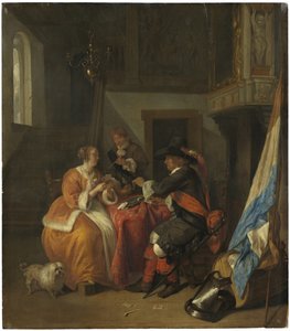 Gra w karty, ok.1655-9 autorstwa Gabriel Metsu