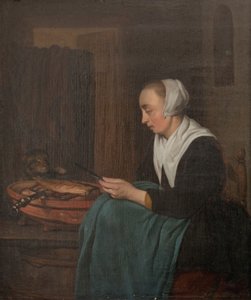 Śpiąca sprzedawczyni autorstwa Gabriel Metsu