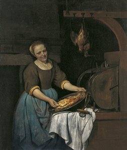 Pokojówka przygotowująca rybę autorstwa Gabriel Metsu