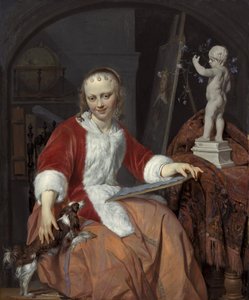 Portret Izabeli de Wolff (....-1718) jako artystki autorstwa Gabriel Metsu