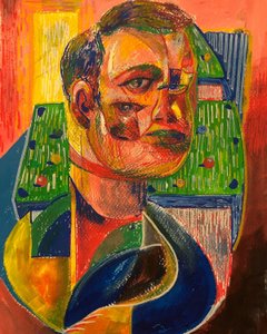 The Pool Player, 2021 (akryl na papierze)