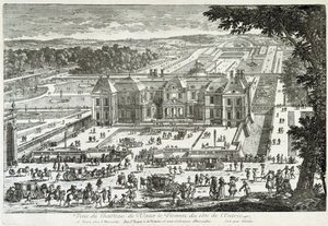 Widok zamku Vaux Le Vicomte (Vaux-Le-Vicomte) od strony wejściowej (ogrody przy Le ours) - przez Perelle, koniec XVII w. autorstwa Gabriel Perelle