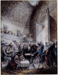 Inauguracja amfiteatru królewskiej szkoły chirurgii przez króla Ludwika XVI (1754-1793) 14.09.1774 Gwasz Gabriel de Saint Aubin (1724-1780) XVIII-wieczny Paryż, Musee Carnavalet autorstwa Gabriel de Saint Aubin