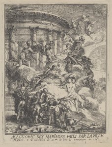 Alegoria małżeństw dokonanych przez miasto Paryż przy narodzinach księcia Burgundii, 1751 autorstwa Gabriel de Saint Aubin