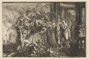 Alegoria o rekonwalescencji delfina, 1752 r. autorstwa Gabriel de Saint Aubin