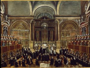 Ceremonia zabrania sukni zakonnicy w kościele San Lorenzo w Wenecji Detal Obraz Gabriele Bella (1730-1799) 1789 Dim 94x148 cm Venice Fondazione „”Querini Stampalia”” autorstwa Gabriele Bella