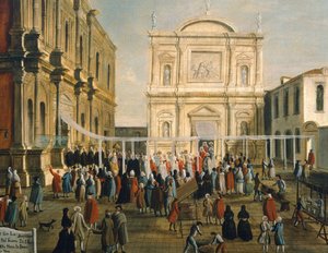 Doge and Lords in Church of San Rocco w dniu Świętym, Gabriel Bella (1730-1799) Olej na płótnie, 92,5x145,5 cm, Szczegół autorstwa Gabriele Bella