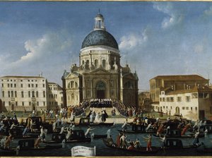 Ślub szlachetnej damy w Santa Maria della Salute (Małżeństwo szlachetnej damy w Wenecji w Santa Maria della Salute) - Obraz Gabriele Bella (ok. 1730-1799), 94x148 cm. Wenecja, Fundacja Querini Stampalia autorstwa Gabriele Bella