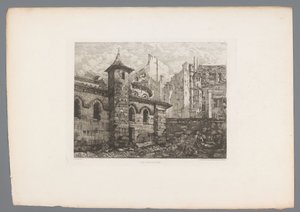 Gezicht op Saint-Julien-le-Pauvre Św. Julian Ubogi (tytuł na obiekcie) Francja etsen uit 1874 (tytuł serii) Akwaforta z 1874 roku (tytuł serii)