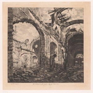 Ruïne van de Salle des Pas Perdus w Paryżu na de brand van 1871 Salle des pas perdus Pałacu Sprawiedliwości w Paryżu po pożarze w 1871 r. (tytuł na obiekcie)