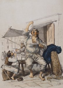 Mangia Maccaroni (Zjadacze makaronu), Gaetano Dura (1805-1878), rycina, Włochy