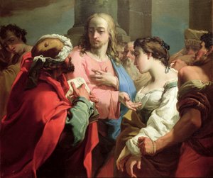 Chrystus i kobieta przyłapana na cudzołóstwie (olej na płótnie) autorstwa Gaetano Gandolfi