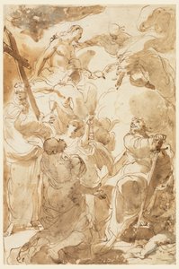 Rysunek, Trójca Święta i apostołowie, święty Piotr i święty Paweł, 1770-80 autorstwa Gaetano Gandolfi