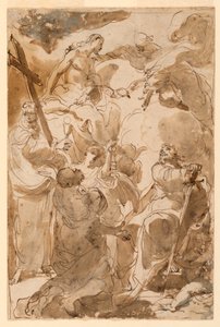 Rysunek, Trójca Święta i apostołowie, święty Piotr i święty Paweł, 1770-80 autorstwa Gaetano Gandolfi