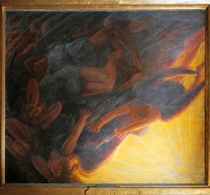 Fall of Angels, tryptyk centralny panel autorstwa Gaetano Previati