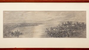 Gałąź jeziora Como (ołówek na papierze) autorstwa Gaetano Previati