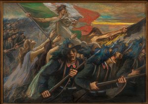 Trydent i Triest, Szarża Bersaglieri (strzelcy) (olej na płótnie) autorstwa Gaetano Previati