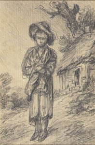 Chłopiec stojący przy chacie autorstwa Gainsborough Dupont