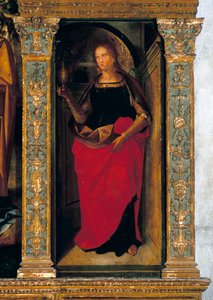 Poliptyk z Narodzenia z bocznymi panelami ze świętymi Piotrem, Pawłem, Klemensem i Magdeleną (fragment Marii Magdaleny) autorstwa Galeazzo and Aleni Tommaso fl.1505 15) Campi