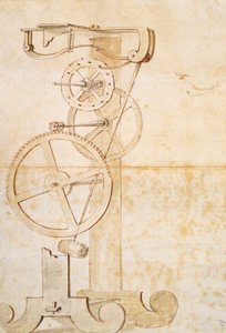 Rysunek zegara wahadłowego Galileusza, rękopis Galileo Galilei (1564-1642), 85 gal, f 50 r.