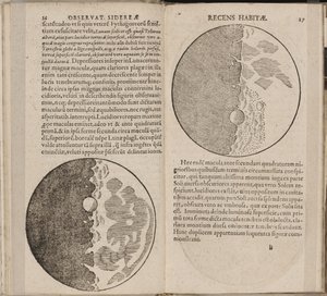 Kartka książki Sidereus Nuncius Sidereal Messenger autorstwa Galileo Galilei, 1610
