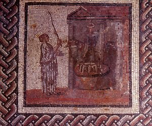 Gallo Roman Art: mozaika przedstawiająca rustykalny kalendarz. Praca posiada ściernicę. Koniec II, początek III wieku po JC. Z Saint-Romain-en-Gal (Rhone). Saint Germain en Laye, Narodowe Muzeum Archeologiczne autorstwa Gallo Roman