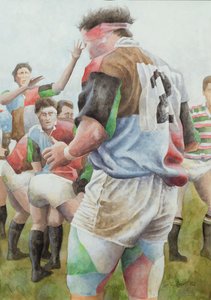 Mecz rugby: Harlequins v Northampton, Brian Moore na linii wyjścia, 1992 (wc)
