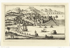 Widok na Chios Obrazy topograficzne portów, miast i wysp na Morzu Śródziemnym (tytuł serii) autorstwa Gaspar Bouttats