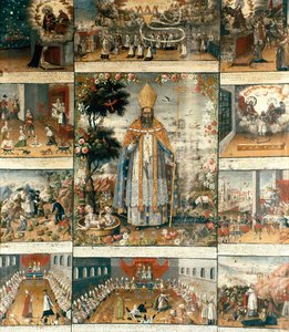 Ołtarz z życia św. Mikołaja z Miry lub Bari (270-345) autorstwa Gaspar Miguel de Berrio