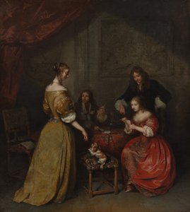 Impreza w karty, ca. 1665. autorstwa Gaspar Netscher