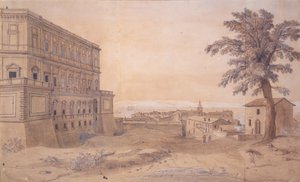 Palazzo Farnese w Caprarola (tusz i pranie na papierze) autorstwa Gaspar van Wittel