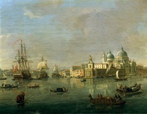 Widok Wenecji z Giudeccą i domem celnym, autorstwa Gaspara van Wittel (1652 lub 1653-1736), olej na płótnie, 27x42 cm, detal autorstwa Gaspar van Wittel
