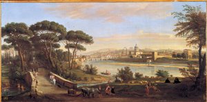 Widok na Oltrarno we Florencji od strony Cascine autorstwa Gaspar van (1653-1736) Wittel